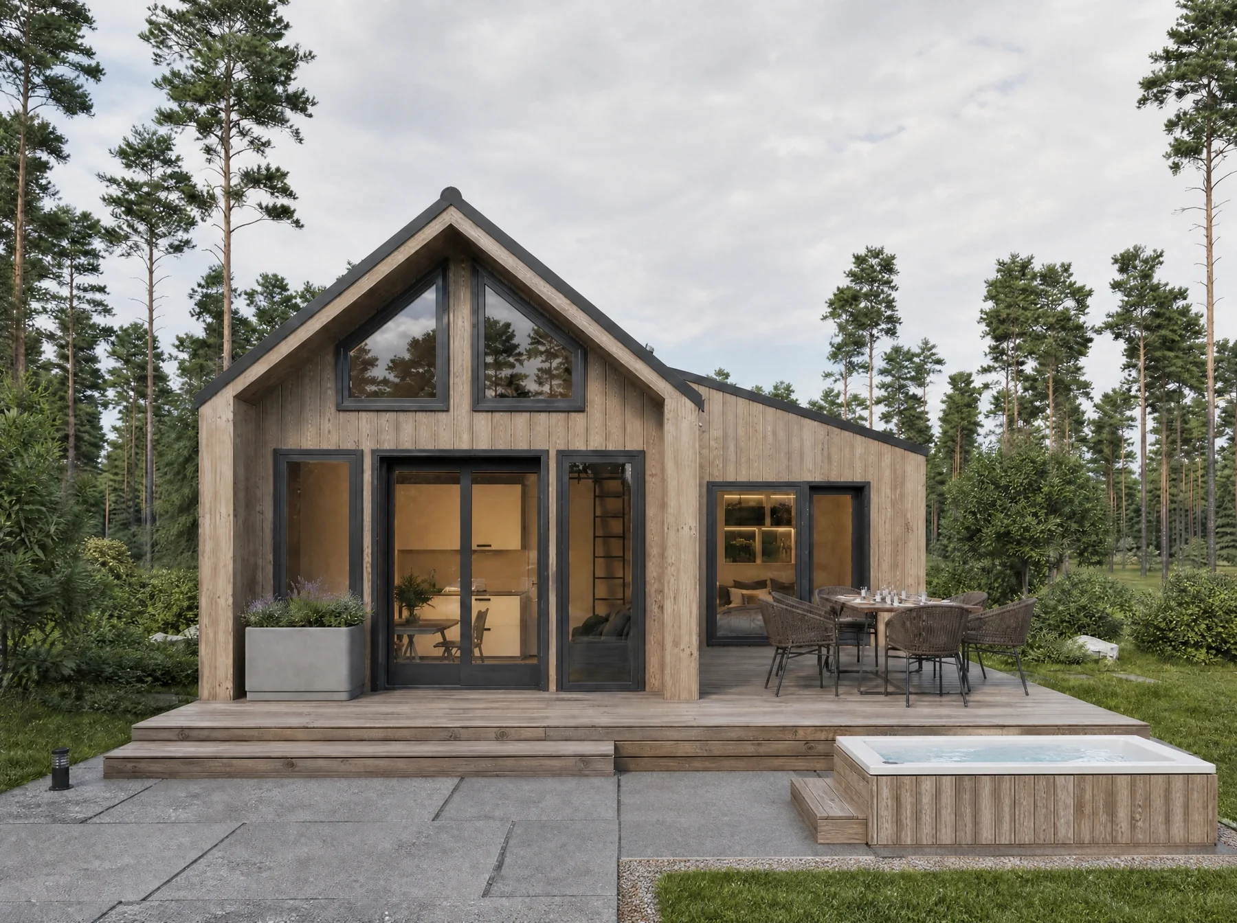 Projektvisualisierung des Panorama Chalets am Waldrand